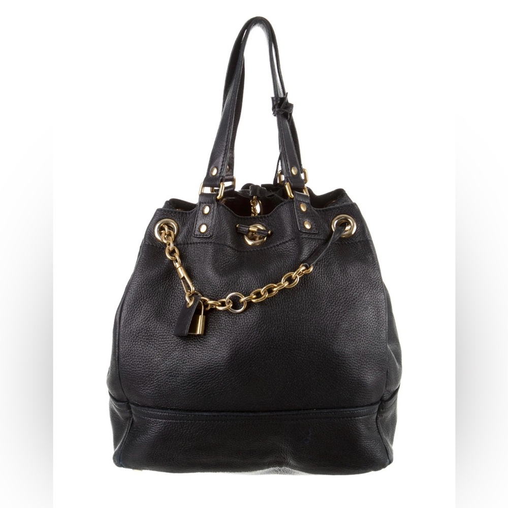 Yves Saint Laurent Black Shoulder Bag with Gold Accents
